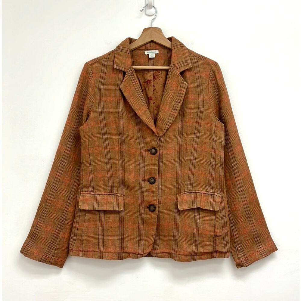 Sundance Edson Hill Plaid Linen Blazer Floral Rustic Autumnal Pockets Blazer Xs
